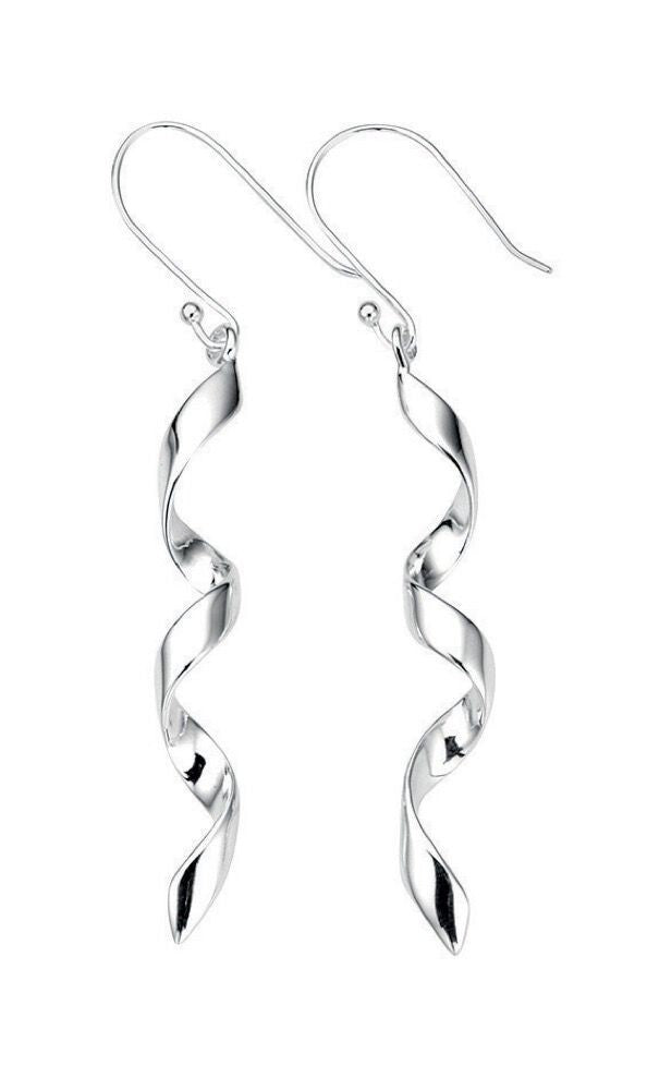 Swirl Drop Earrings Sterling Silver 925 Hallmarked Brand New Boxed
