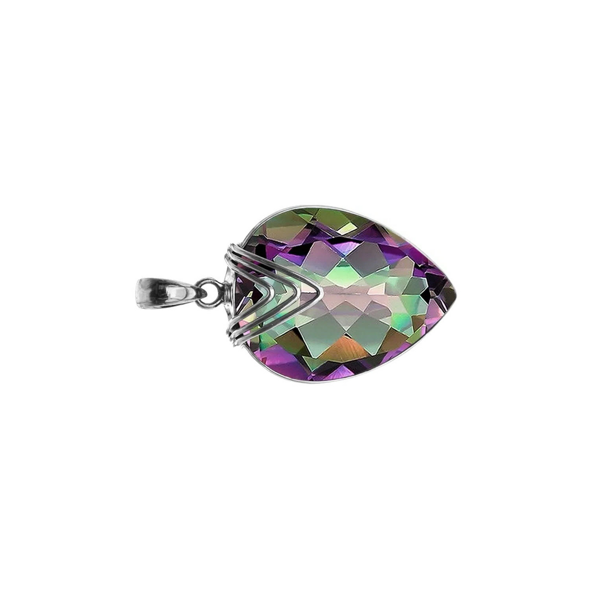 Chevron Topaz Teardrop Pendant Sterling Silver Hallmarked All Chain Lengths