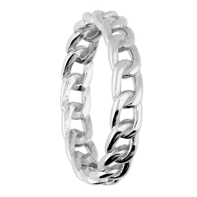 Cuban Link Chain Ring Sterling Silver 925 Hallmarked British Made Size K - R