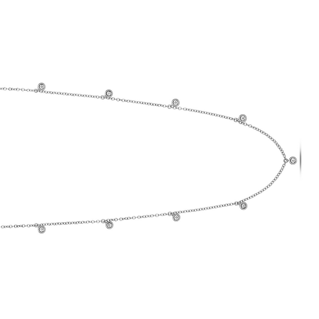 9 Natural Diamond Flush Necklace 18ct White Gold Hallmarked British Made
