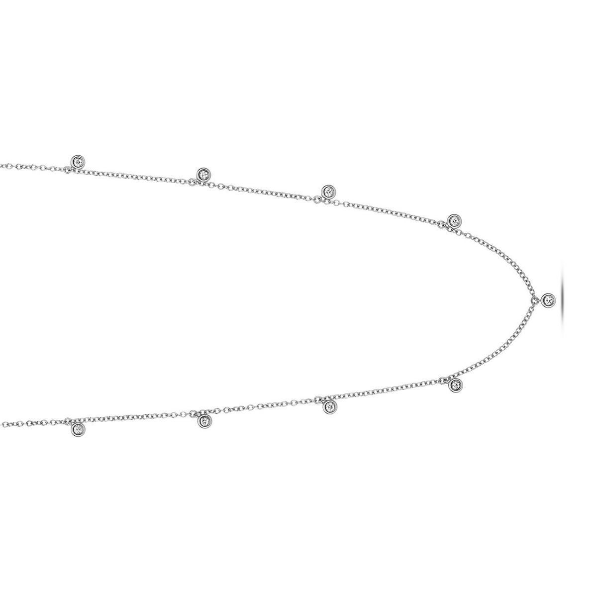 9 Natural Diamond Flush Necklace 18ct White Gold Hallmarked British Made