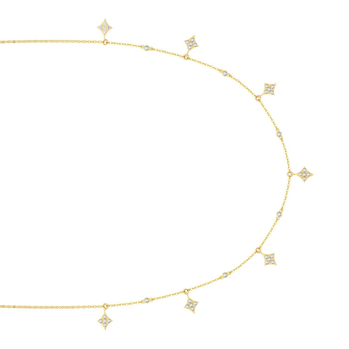 Pave Geometric Necklace 9ct Yellow Gold 375 Hallmarked British Made