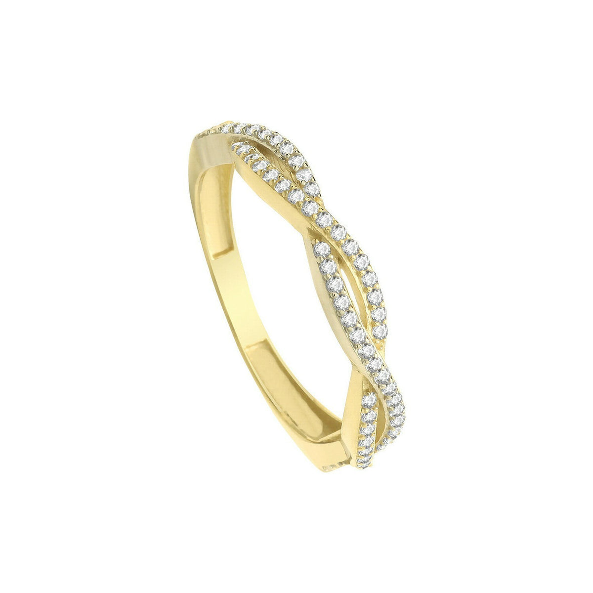 Crossover Gemstone Eternity Ring 9ct Yellow Gold Hallmarked Sizes L - Q