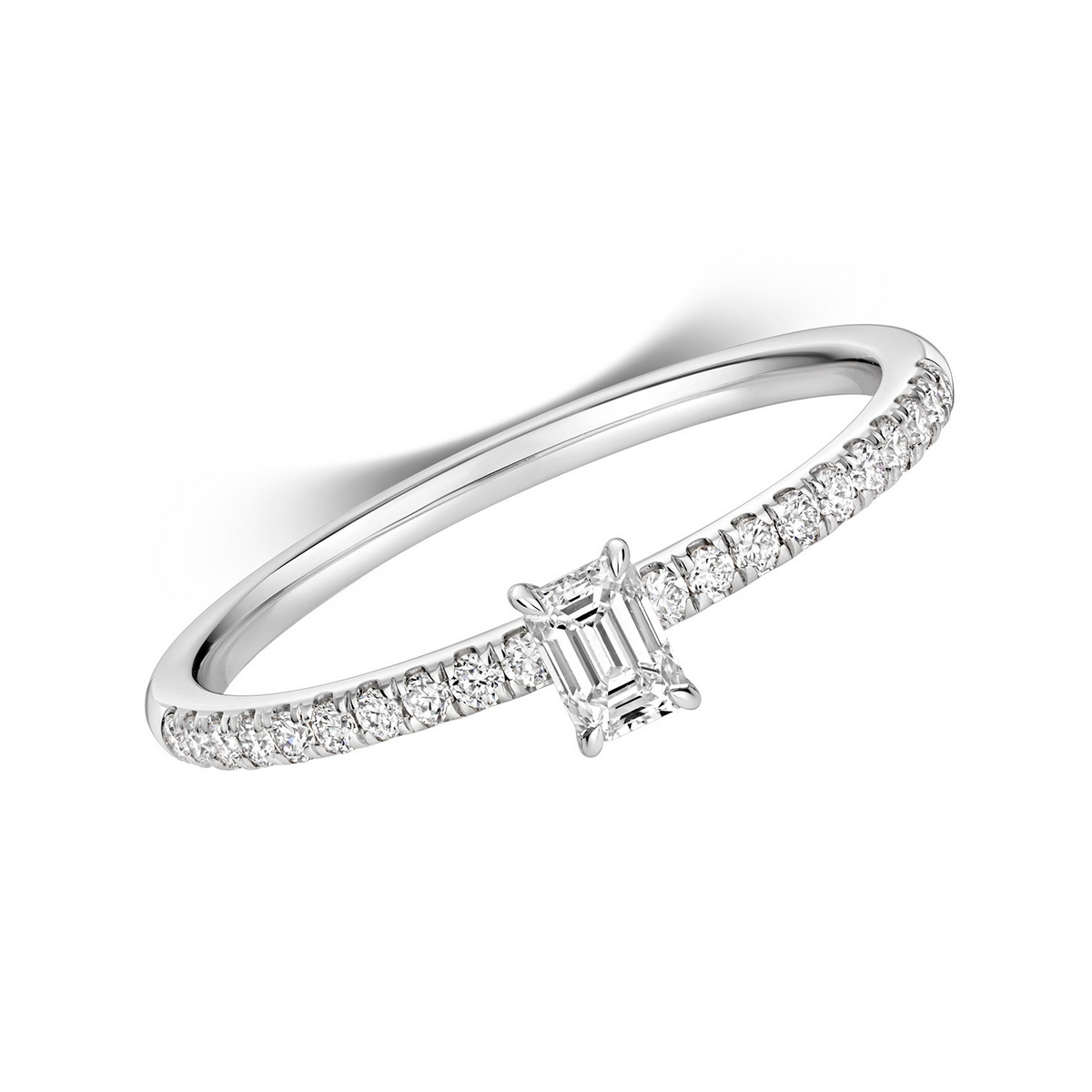 21 Natural Diamond Baguette Ring 18ct White Gold Hallmarked Sizes K - N
