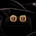 Cushion Moonstone Stud Earrings 9ct Yellow Gold 375 Hallmarked British Made
