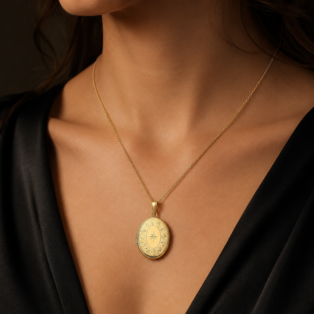 Victorian Style 9ct Yellow Gold Locket 375 Hallmarked  All Chain Lengths