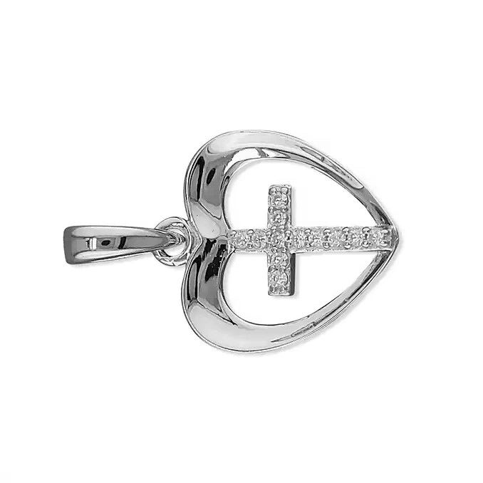 Heart Zircon Cross Sterling Silver 925 Hallmarked All Chain Lengths Brand New