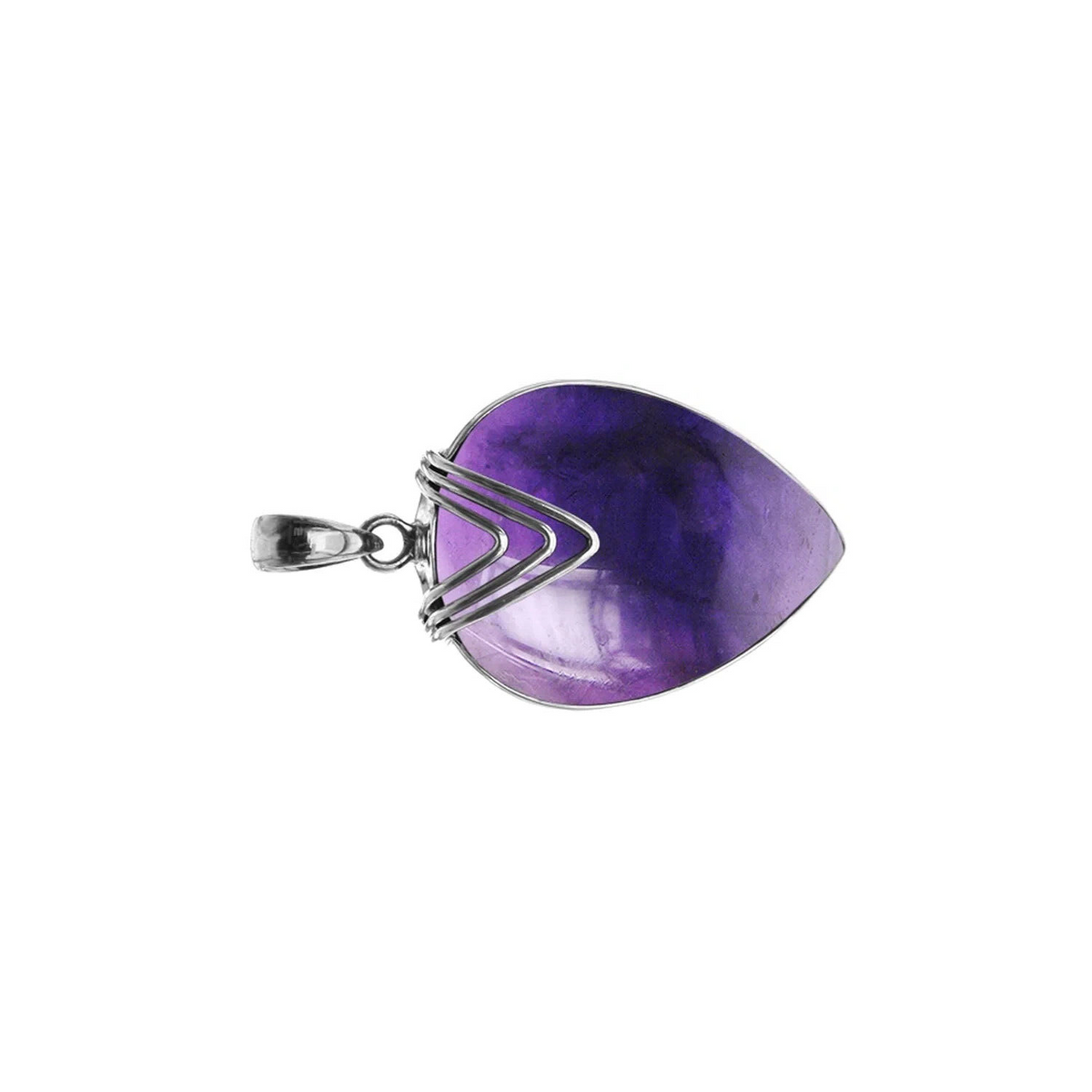 Teardrop Amethyst Chevron Pendant Sterling Silver 925 Hallmark All Chain Lengths