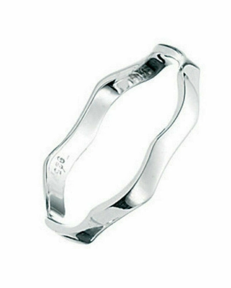 Sterling Silver Wavy Band Ring 925 Hallmarked Size K - S British Made
