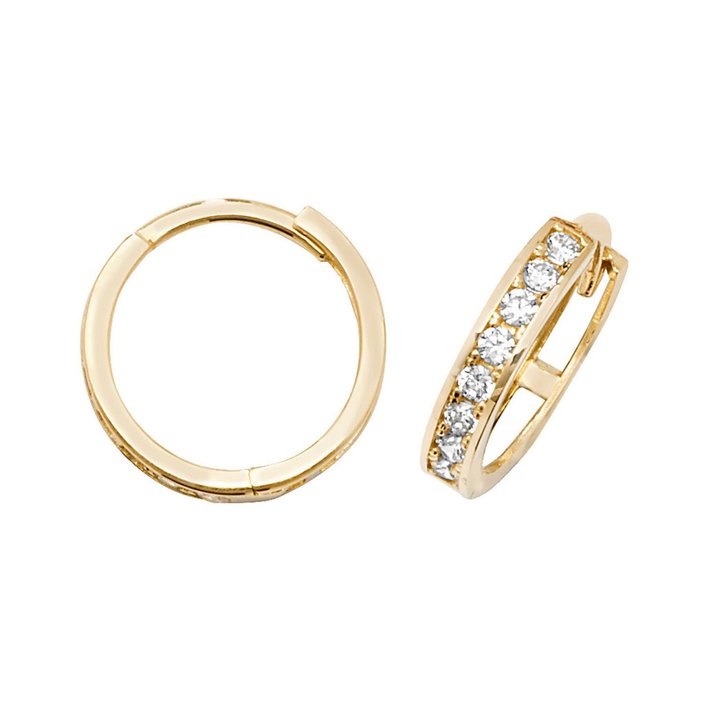 Mens 8 Stone Huggie Hoop Earring 9ct Yellow Gold 375 Hallmarked Brand New Boxed