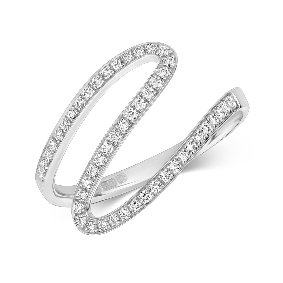Natural Diamond Wave Wrap Ring 18ct White Gold Hallmarked Sizes J - Q