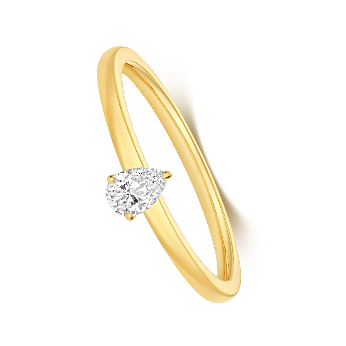 1 Natural Diamond Pear Solitaire Ring 18ct Yellow Gold Hallmarked Sizes K - N