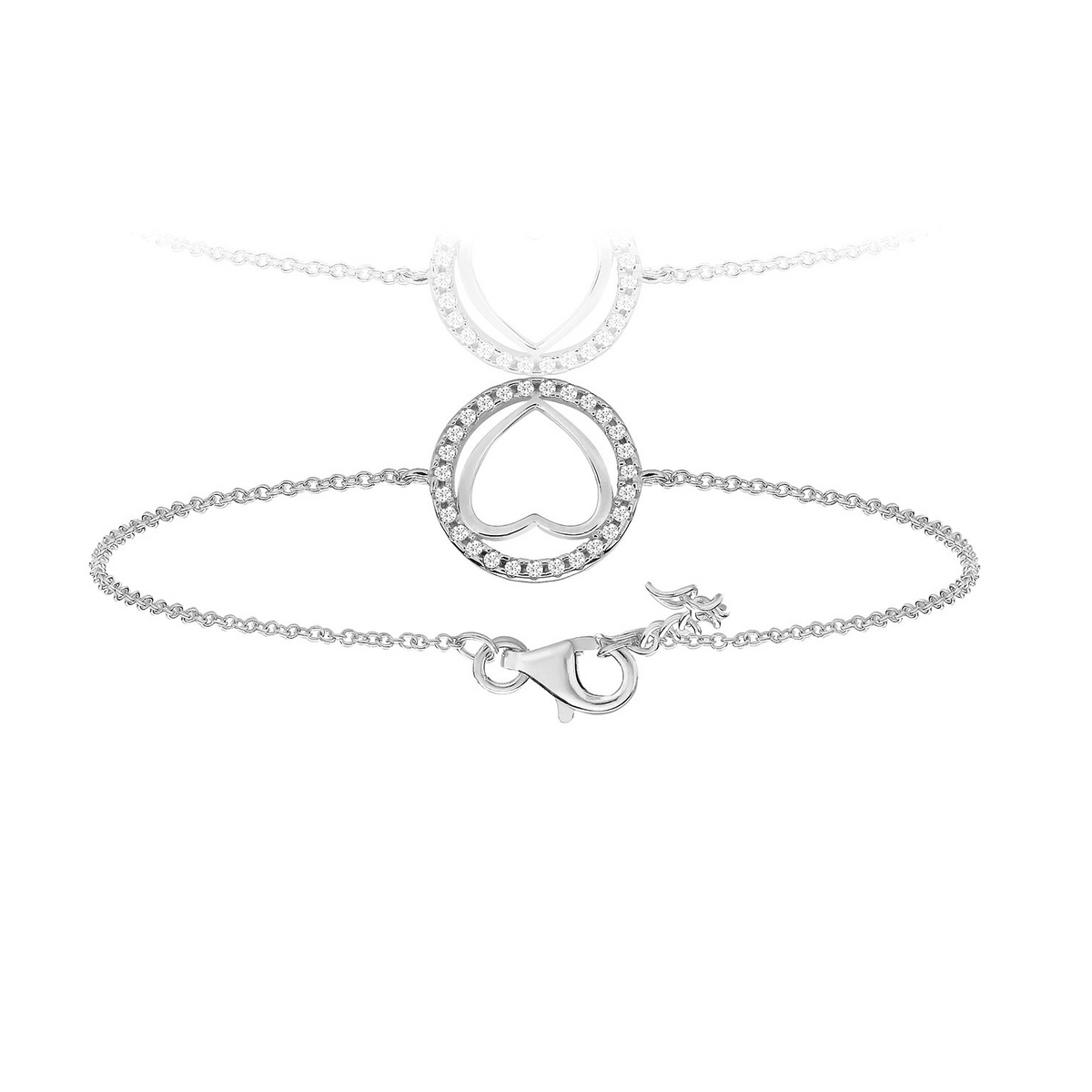 Heart Halo Station Bracelet Sterling Silver 925 Hallmarked Brand New Boxed