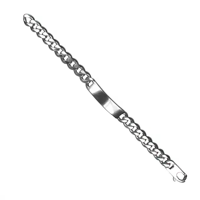 Heavy Gents Solid Sterling Silver ID Curb Chain Bracelet 925 Hallmarked