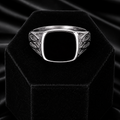 Sterling Silver Gents Ring Onyx Signet Design Hallmarked Size R - Z British Made
