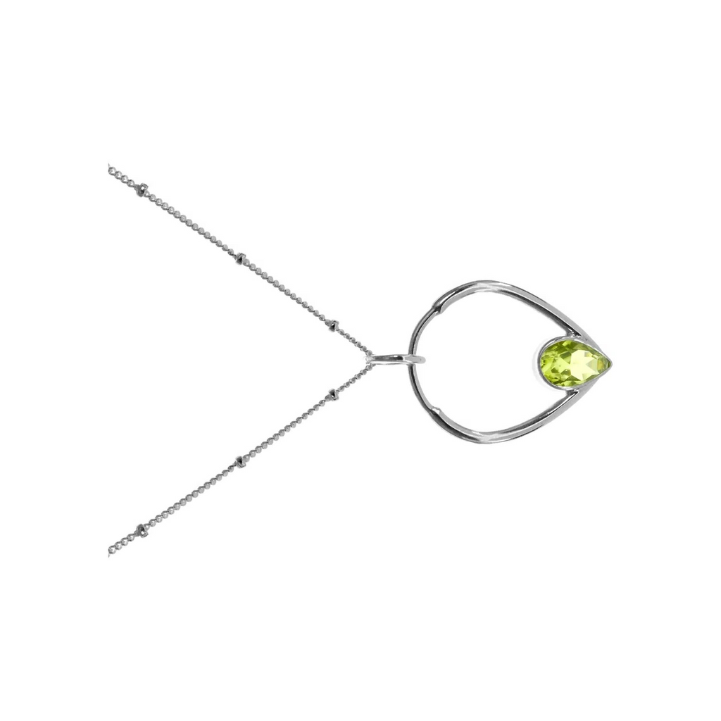 Teardrop Peridot Necklace Solid Sterling Silver 925 Hallmarked British Made