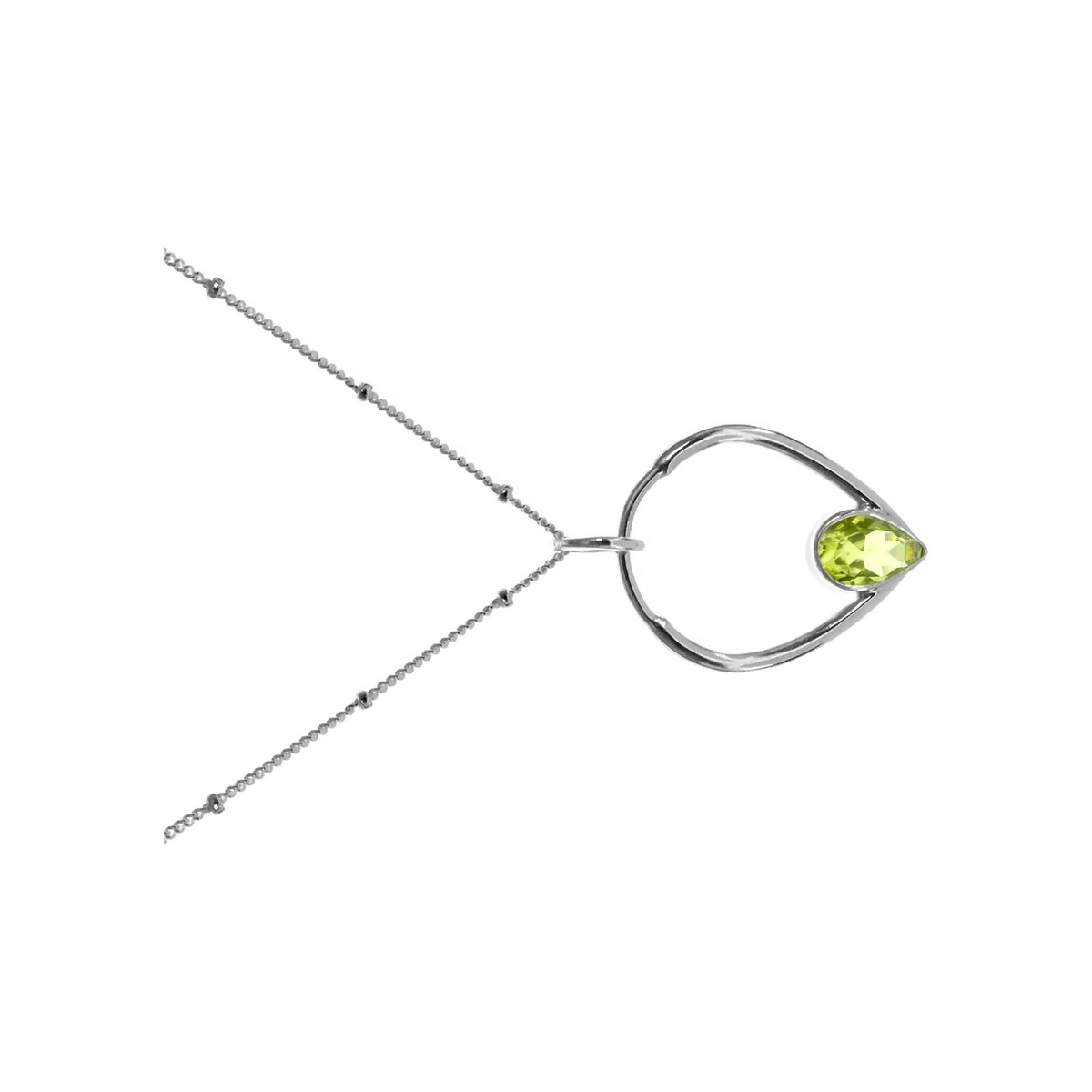 Teardrop Peridot Necklace Solid Sterling Silver 925 Hallmarked British Made