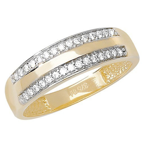 2 Row Band Ring 9ct Yellow Gold 375 Hallmarked Sizes J - S British Made