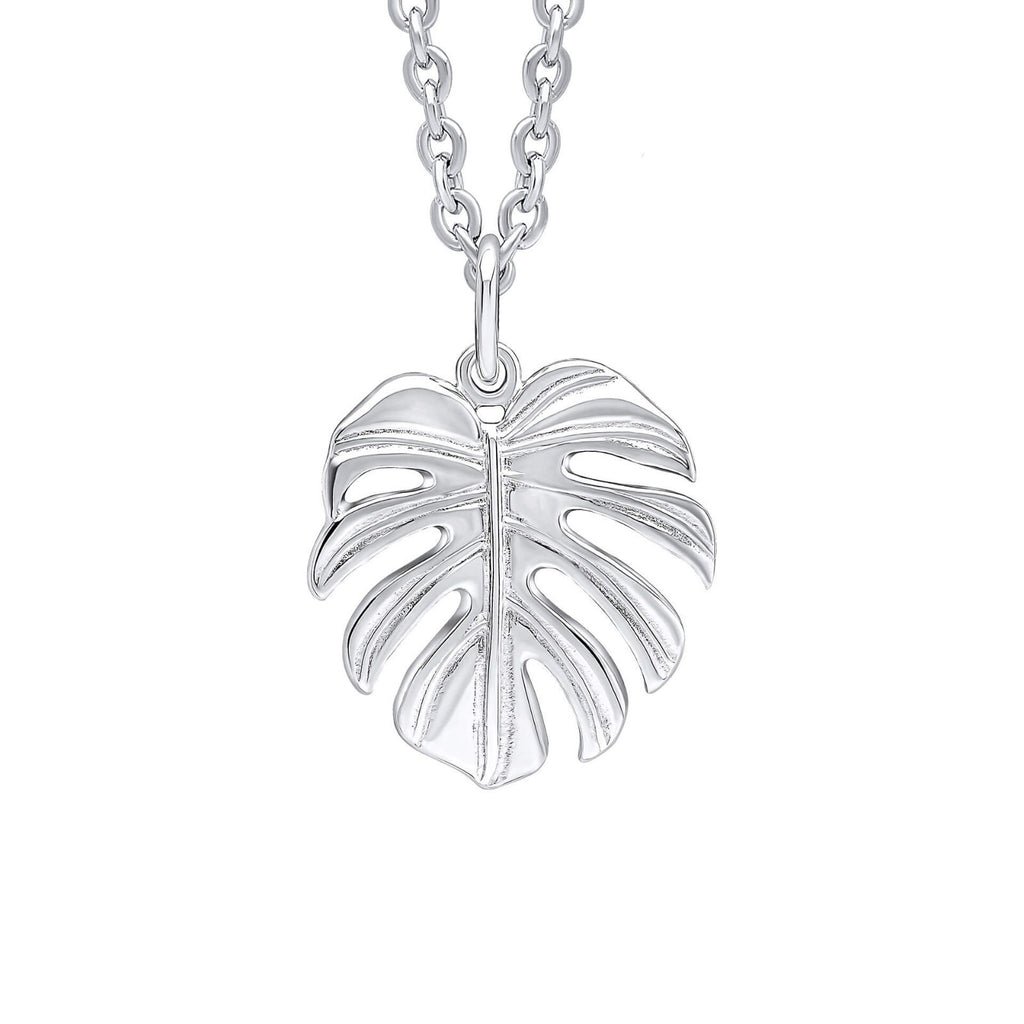 Monstera Leaf Pendant Sterling Silver 925 Hallmarked All Chain Lengths