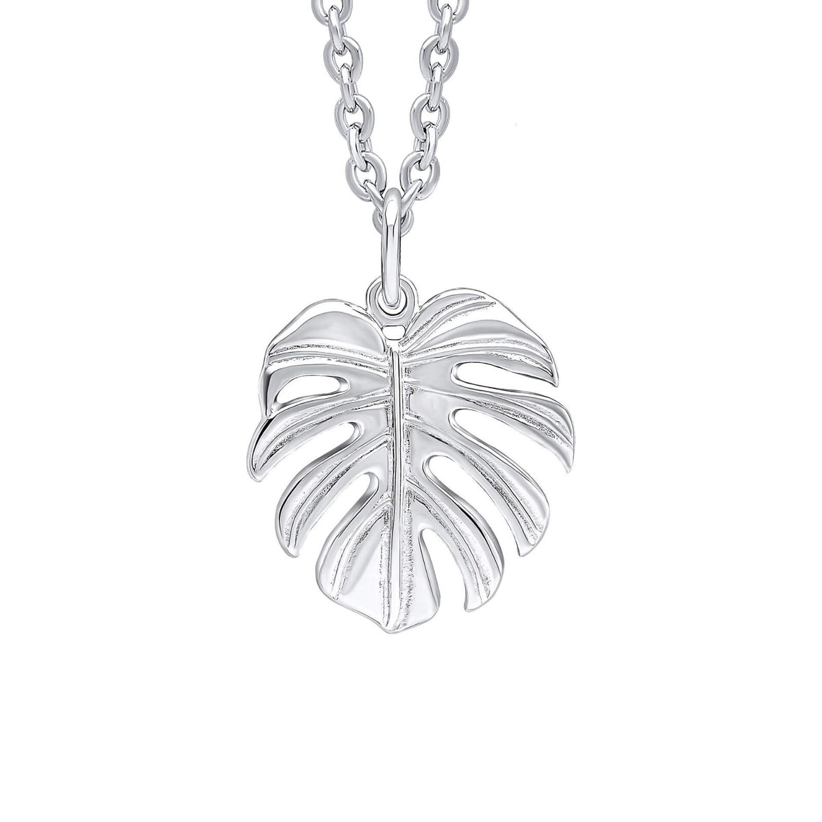 Monstera Leaf Pendant Sterling Silver 925 Hallmarked All Chain Lengths
