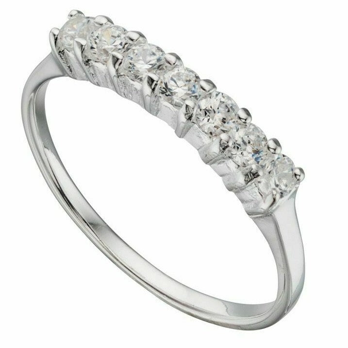 Sterling Silver 7 Stone Gemstone Ring 925 Hallmarked Size K - S British Made