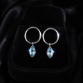 Marquise Blue Topaz Hoop Earrings Sterling Silver 925 Hallmark Brand New Boxed