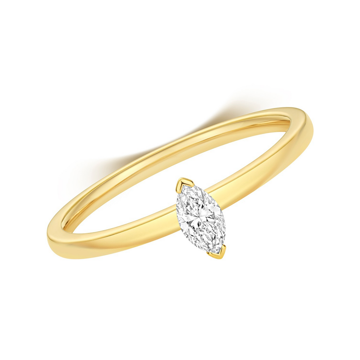 1 Natural Diamond Marquise Cut Ring 18ct Yellow Gold Hallmarked Sizes K - N