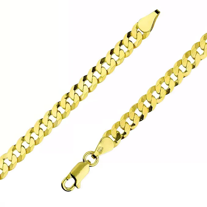 Flat Gents Curb Chain 18ct Yellow Gold Plated British Made Hallmarked