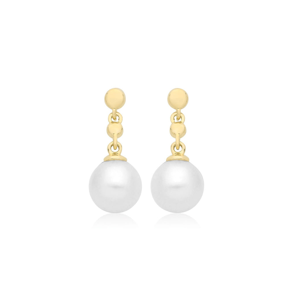 Natural Pearl Organic Drop Earrings 9ct Yellow Gold 375 Hallmarked Brand New