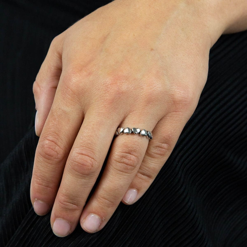 Ladies Oxidised Multi Heart Ring 925 Hallmarked British Made Sizes K - S