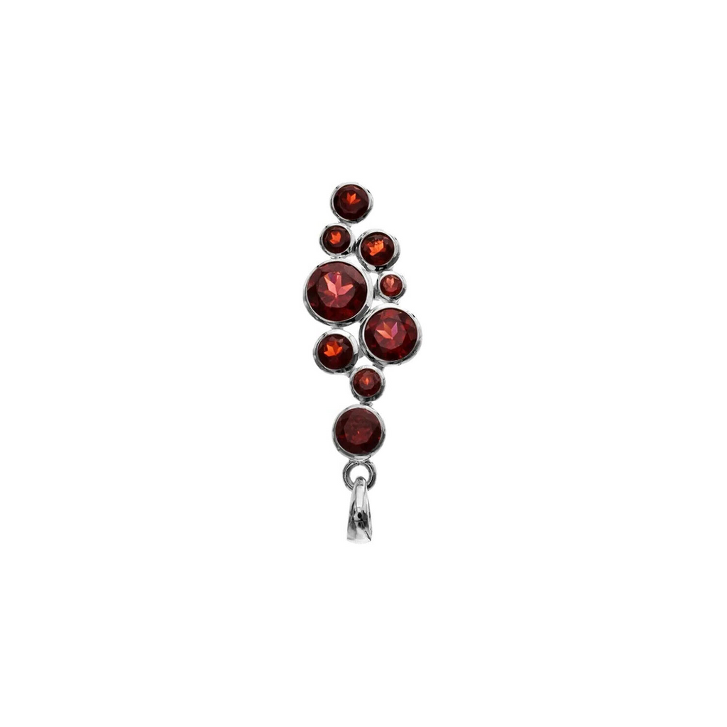 Garnet Bubble Drop Pendant Sterling Silver 925 Hallmarked All Chain Lengths