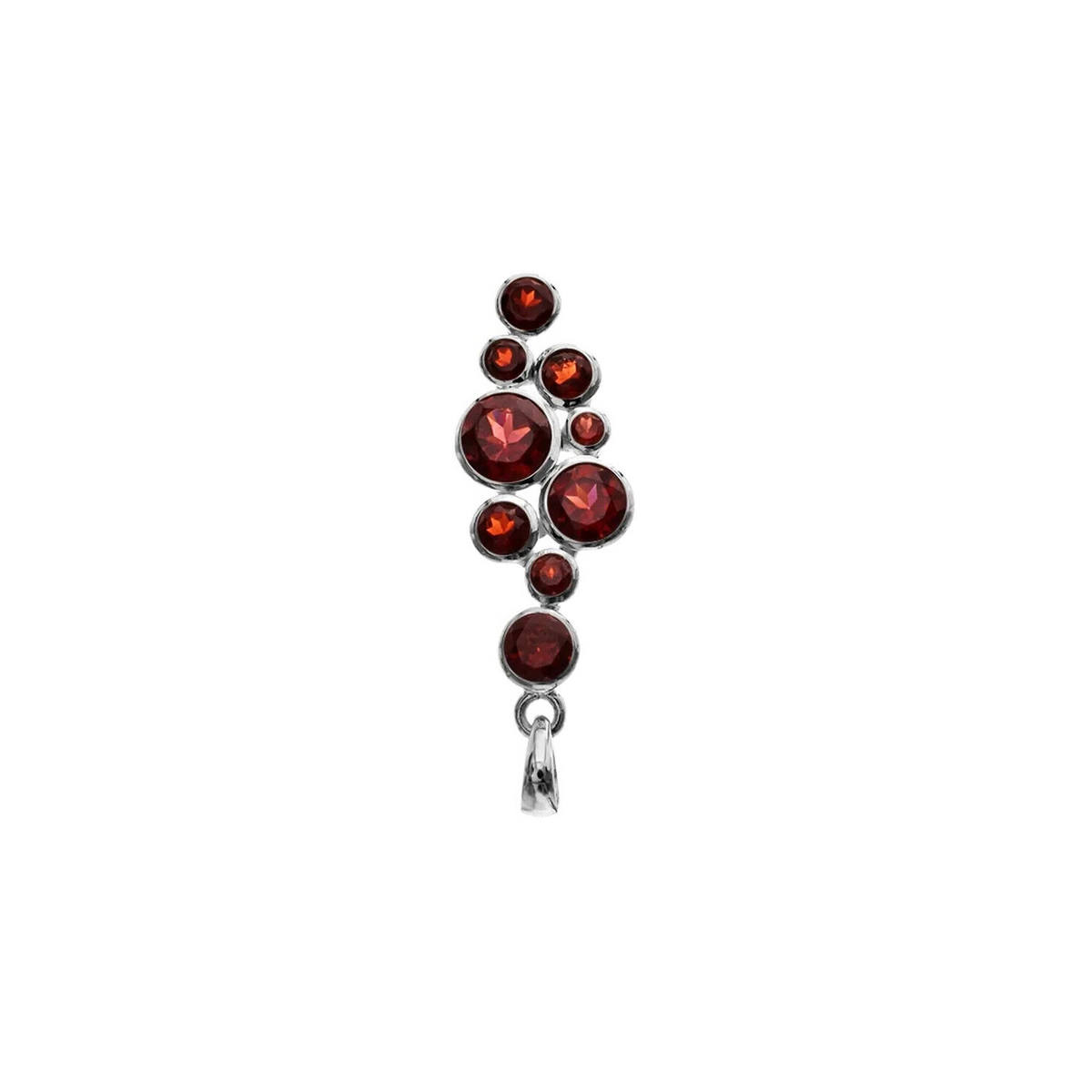 Garnet Bubble Drop Pendant Sterling Silver 925 Hallmarked All Chain Lengths