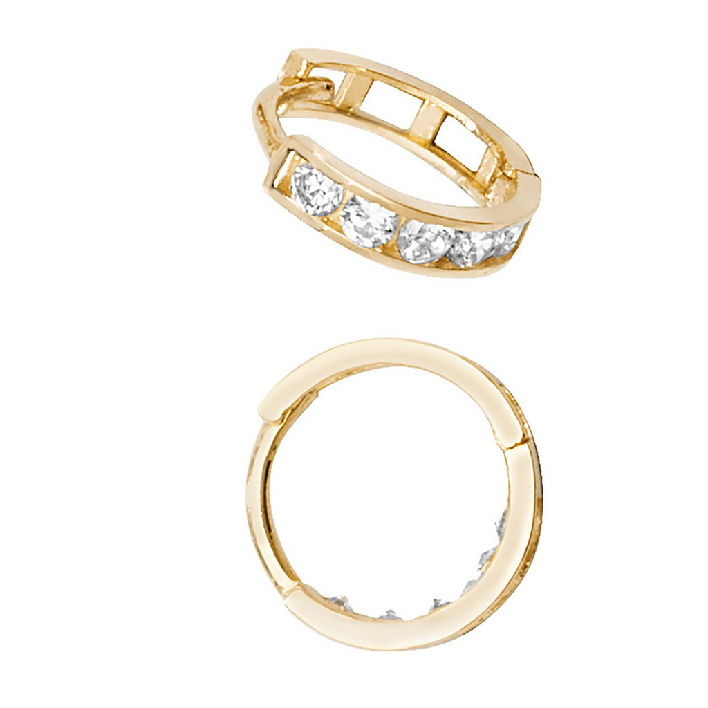 Mens 6 Stone Huggie Hoop Earring 9ct Yellow Gold 375 Hallmarked Brand New Boxed