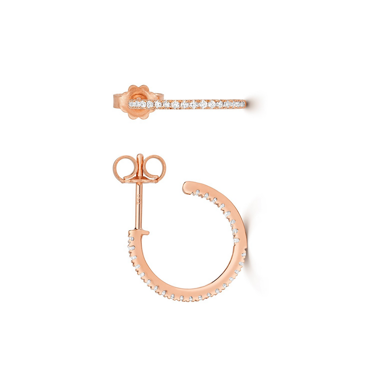 12mm Natural Diamond Hoop Earrings 18ct Rose Gold Hallmarked British Made