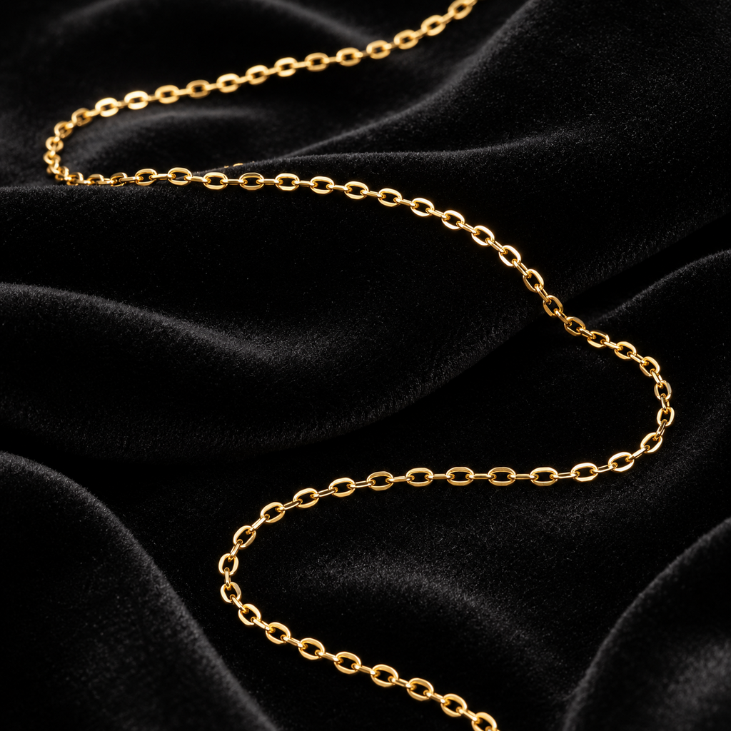 Oval Trace Chain Necklace 9ct Yellow Gold 375 Hallmarked British Made 45cm
