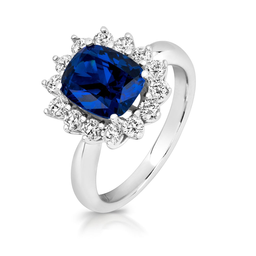Rectangular Sapphire Ring Sterling Silver 925 Hallmark Sizes I - P British Made