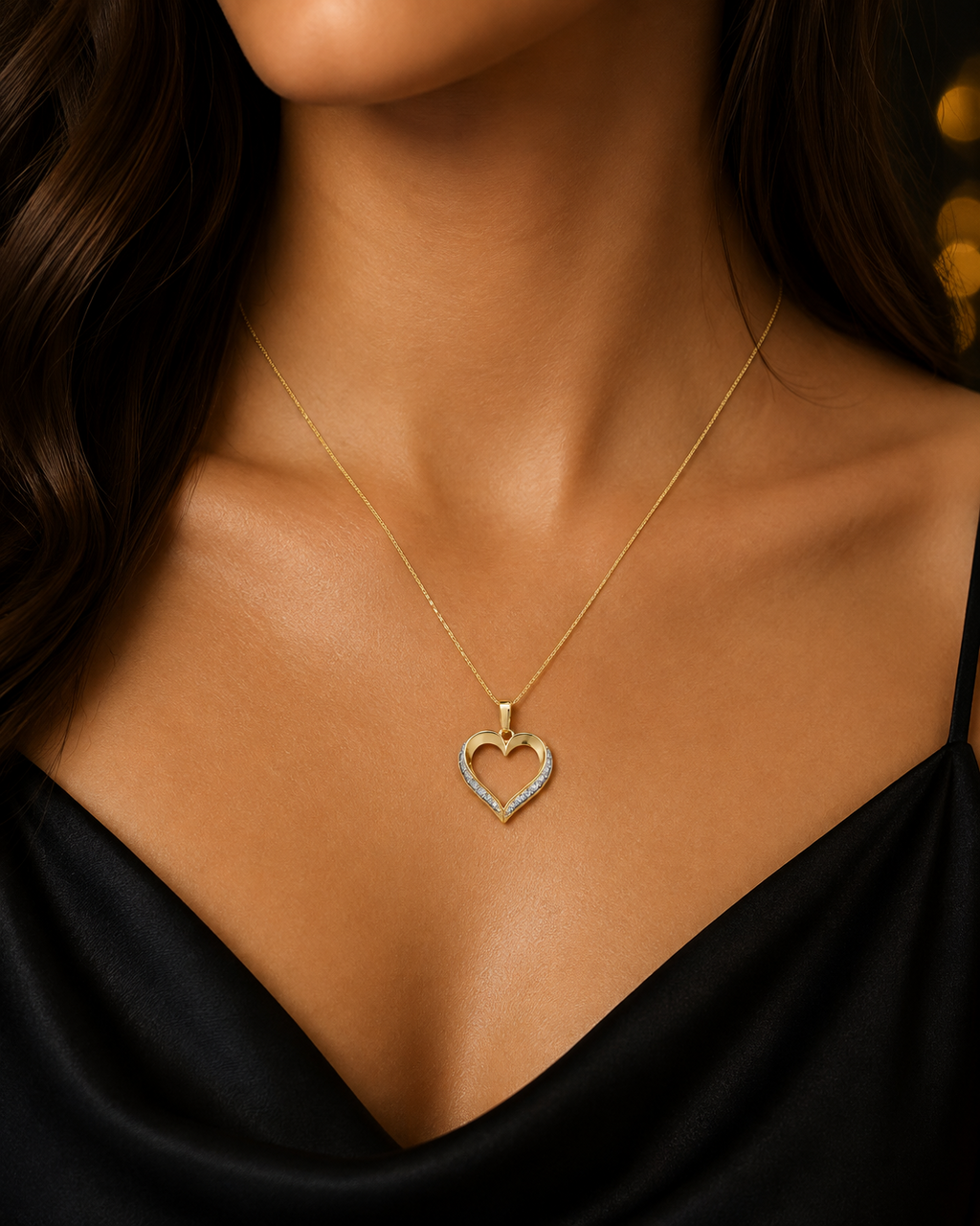 Double Set Heart 9ct Yellow Gold Pendant 375 Hallmarked All Chain Lengths