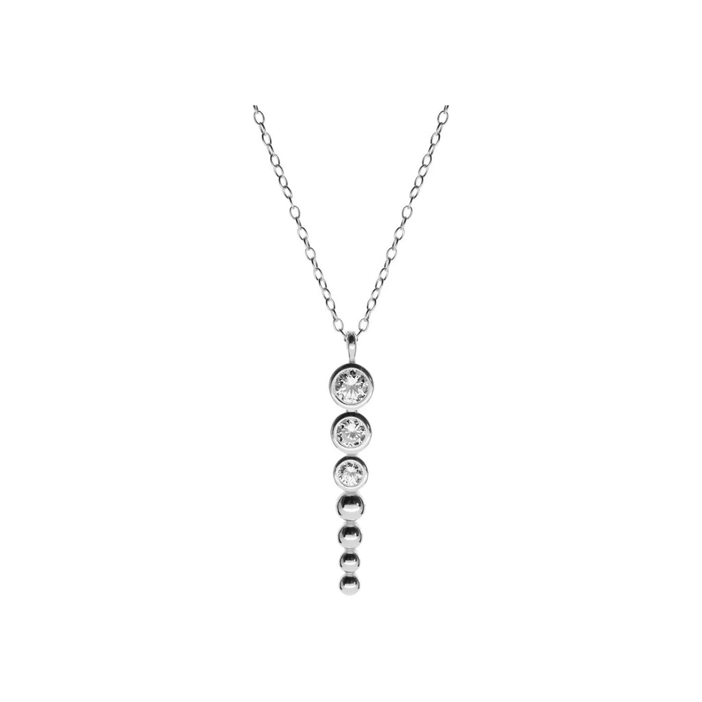 3 Stone Drop Necklace Solid Sterling Silver 925 Hallmarked British Made
