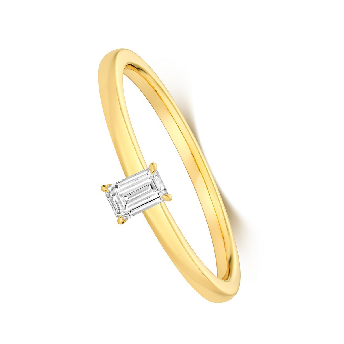 1 Natural Diamond Emerald Cut Ring 18ct Yellow Gold Hallmarked Sizes K - N