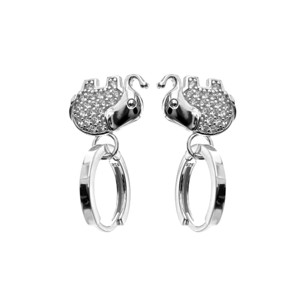 Cluster Elephant Hoop Earrings Sterling Silver 925 Hallmarked Brand New Boxed