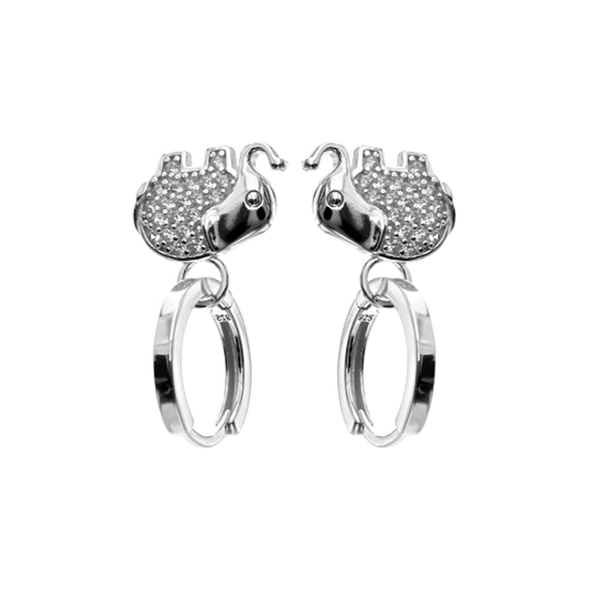 Cluster Elephant Hoop Earrings Sterling Silver 925 Hallmarked Brand New Boxed