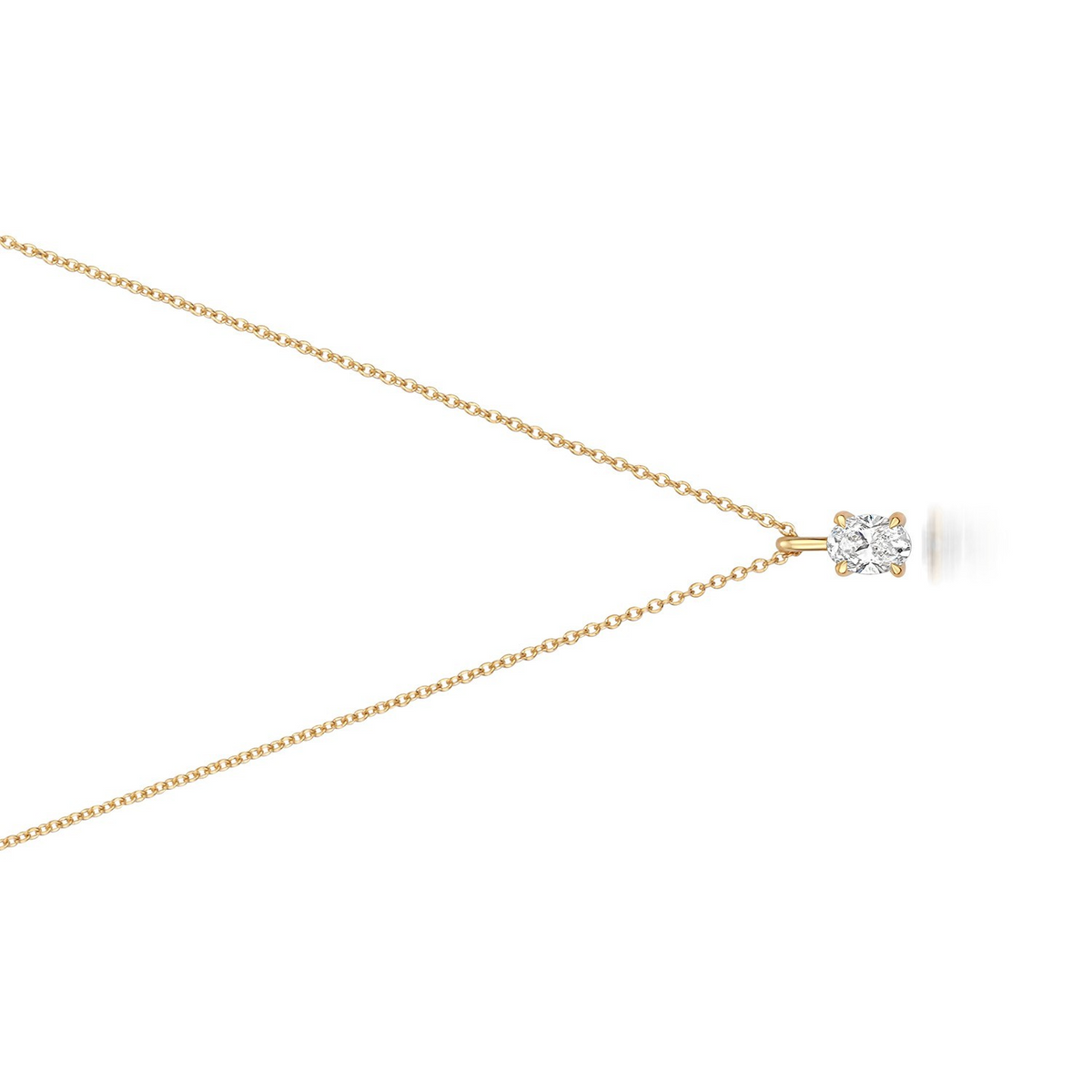 1 Natural Diamond Oval Cut Necklace 18ct Yelllow Gold Hallmarked British Made