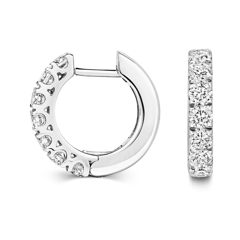 7 Natural Diamond Hoop Earrings 18ct White Gold Hallmarked British Made
