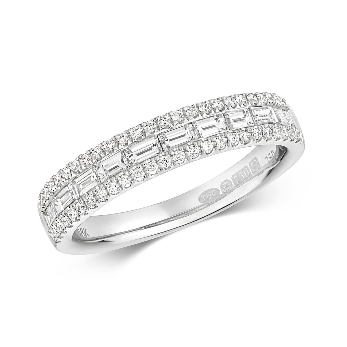 Natural Diamond Eternity Baguette Ring 18ct White Gold Hallmarked Sizes J - Q