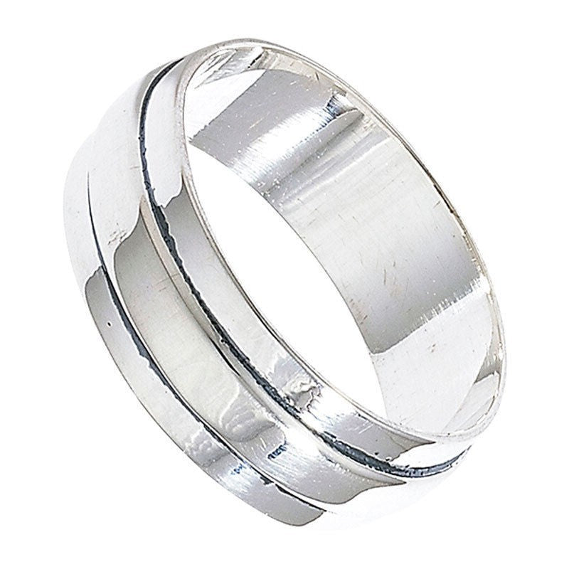 Men's Sterling Silver Wedding Band Grooved Ring Gents 925 Hallmark Sizes R - Z
