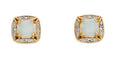 Opal and Diamond Stud Earrings 9k Yellow Gold Hallmark British Made