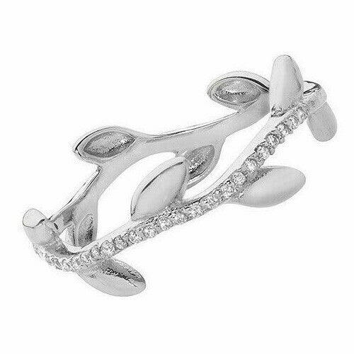 Sterling Silver Leaf Vine Ring Anniversary Gemstone 925 Hallmarked Size J - T
