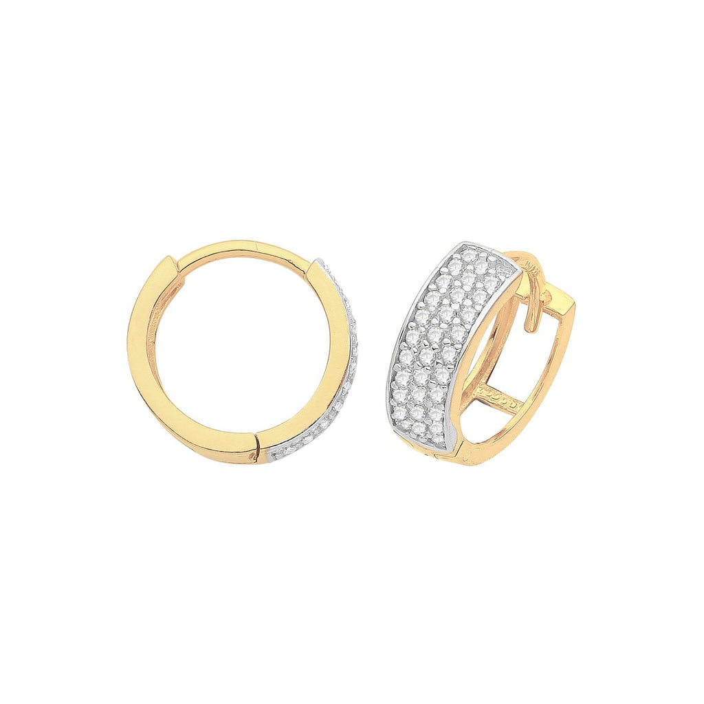 Mens 30 Stone Huggie Hoop Earring 9ct Yellow Gold 375 Hallmarked Brand New Boxed