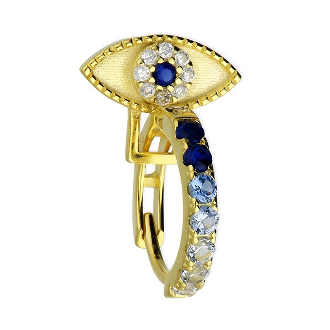 Evil Eye Huggie Hoop Earrings 18ct Yellow Gold Plated Hallmark Brand New Boxed
