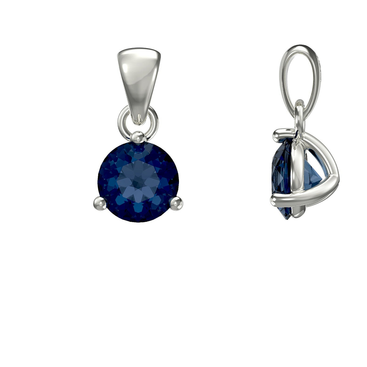 Sterling Silver Sapphire Pendant Hallmarked British Made All Chain Lengths